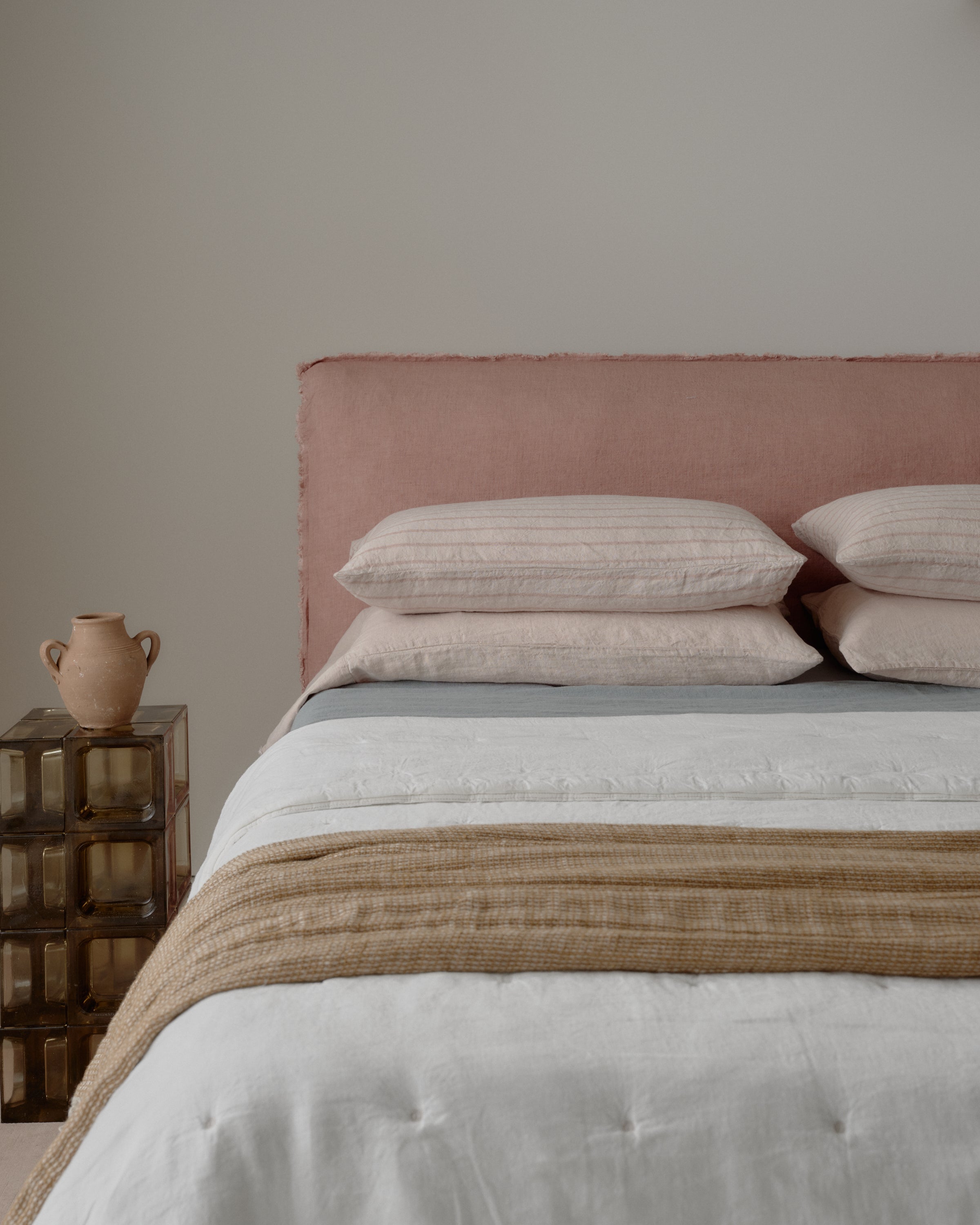 Basix Stripe Linen Pillowcase - Rosa/Floss
