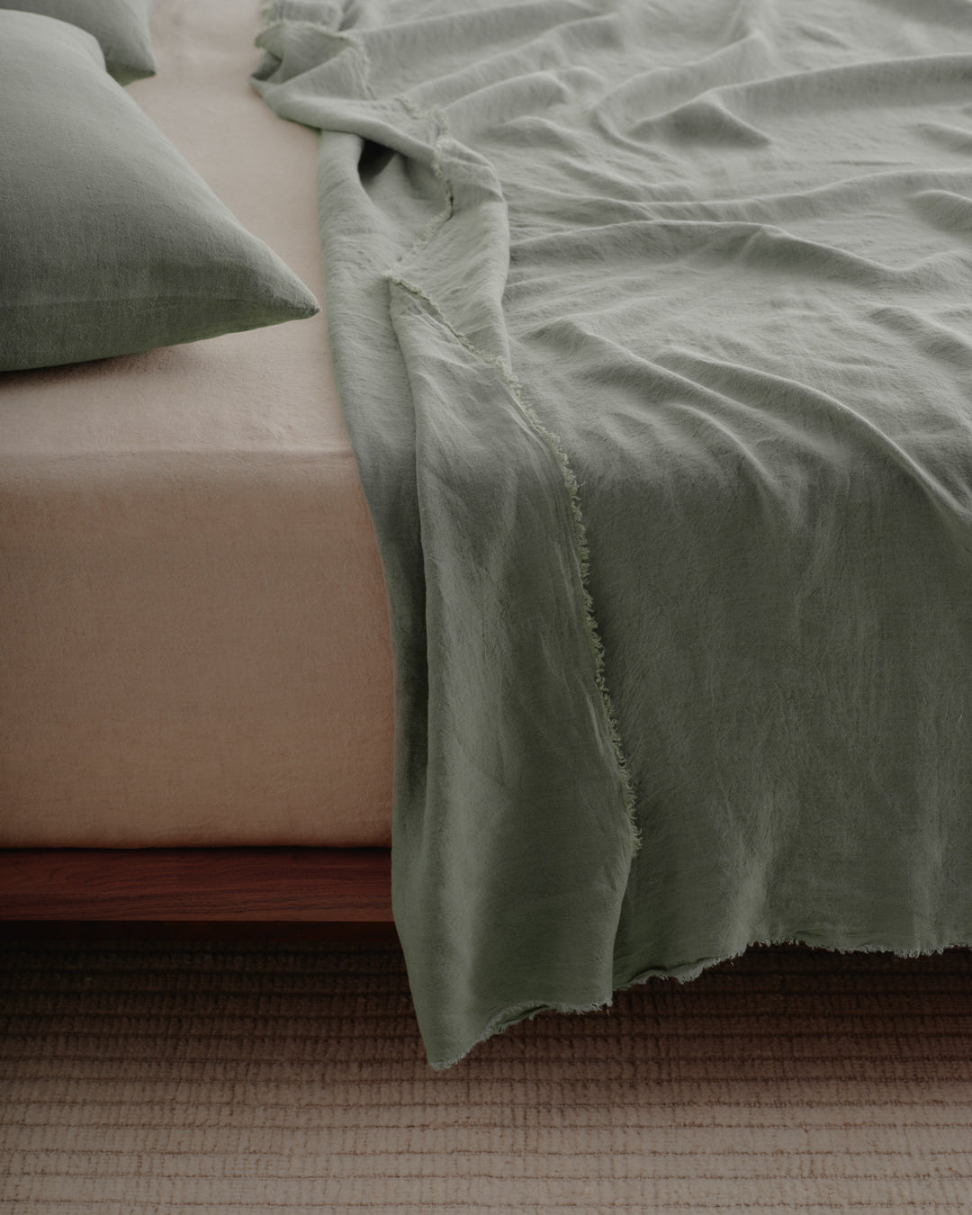 Linen Flat Sheet | Oceanic Green Blue
