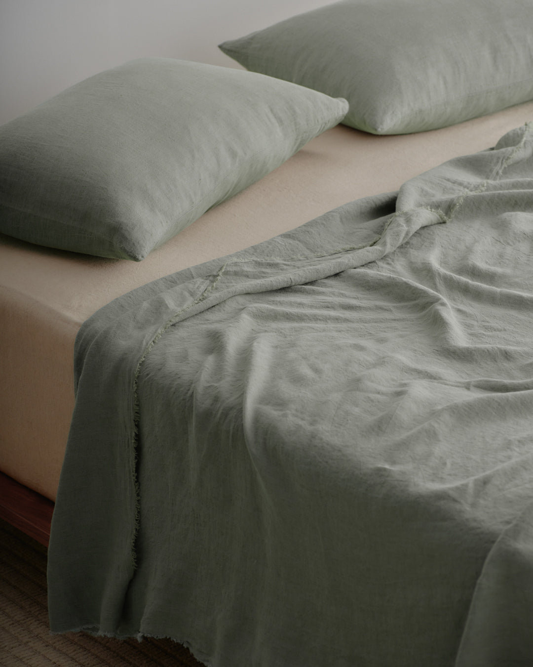 Linen Flat Sheet | Oceanic Green Blue