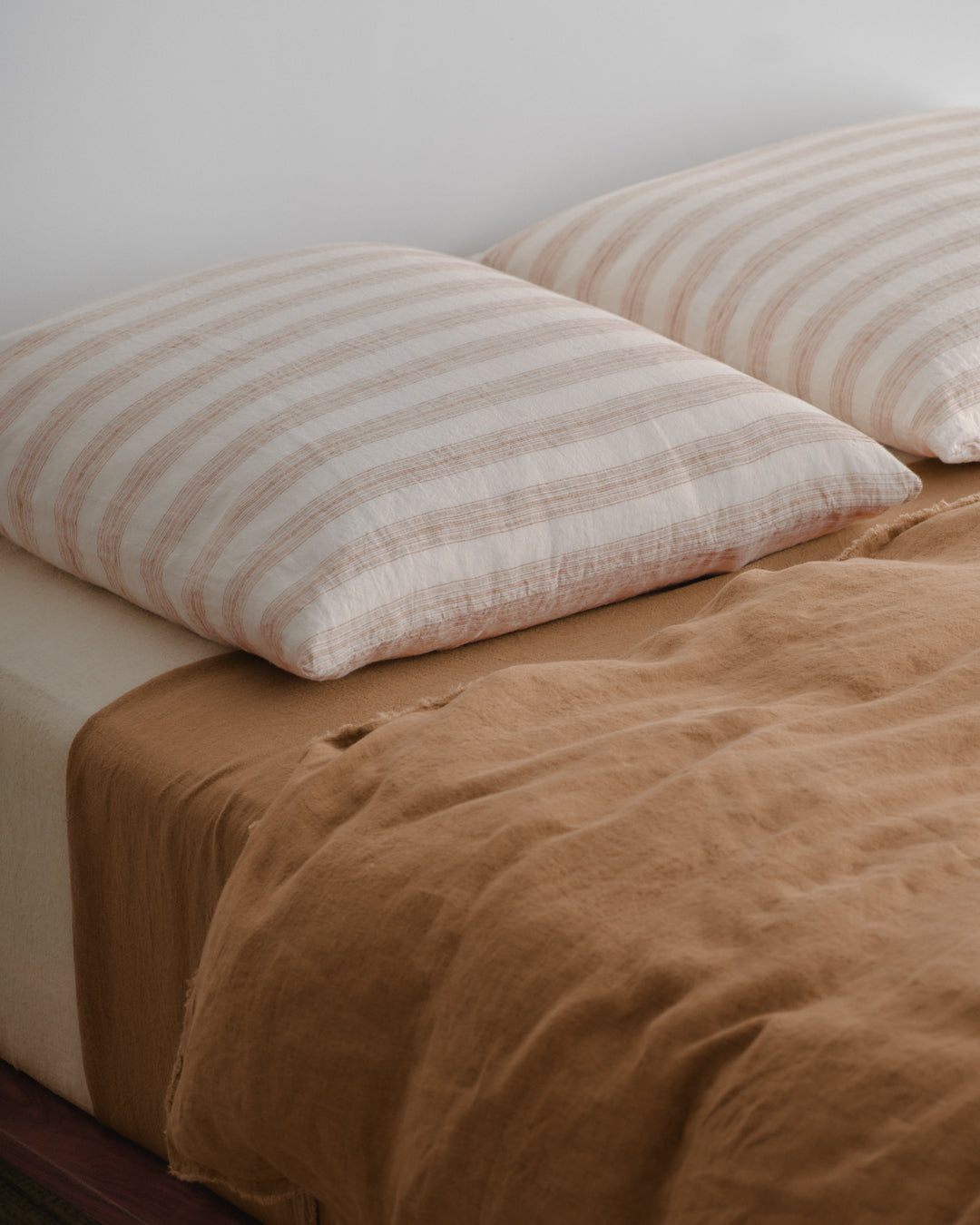 European Linen Pillowcases | White & Rust