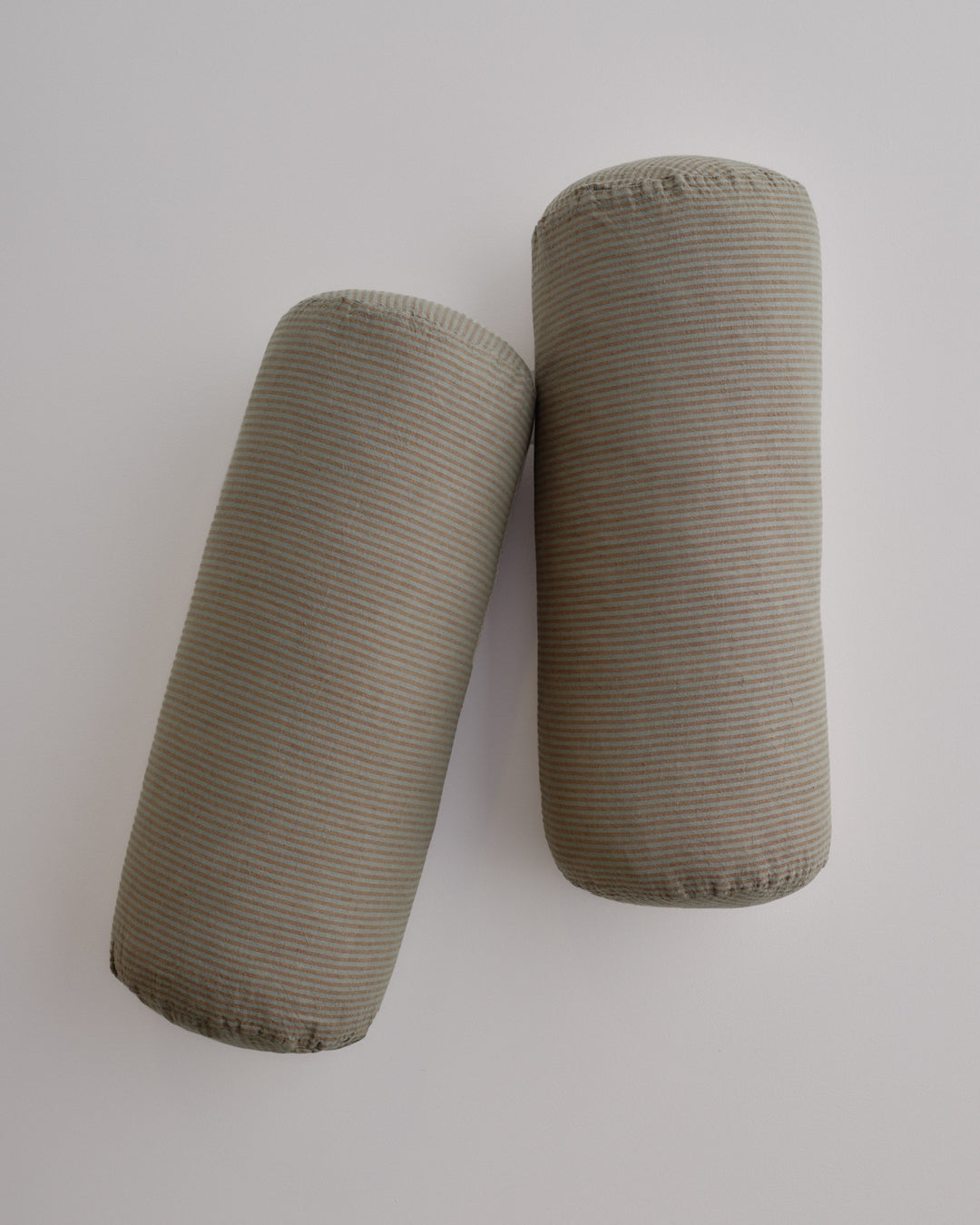 Linen Bolster Cushion | Teal & Brown Stripe