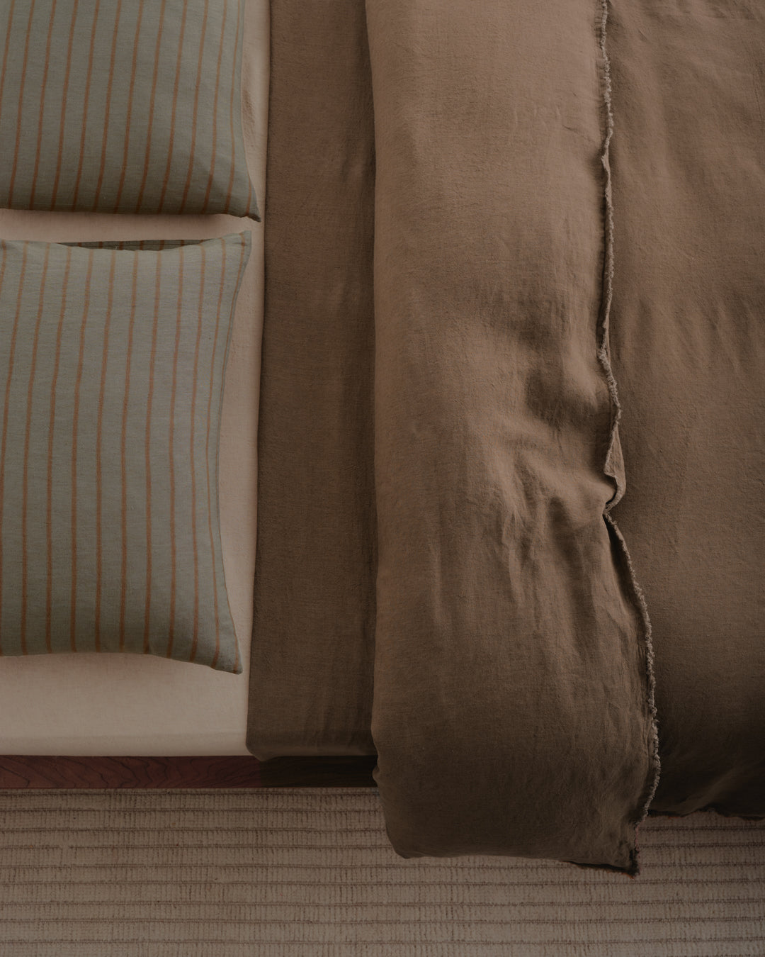 Stripe Linen Pillowcase | Teal & Brown
