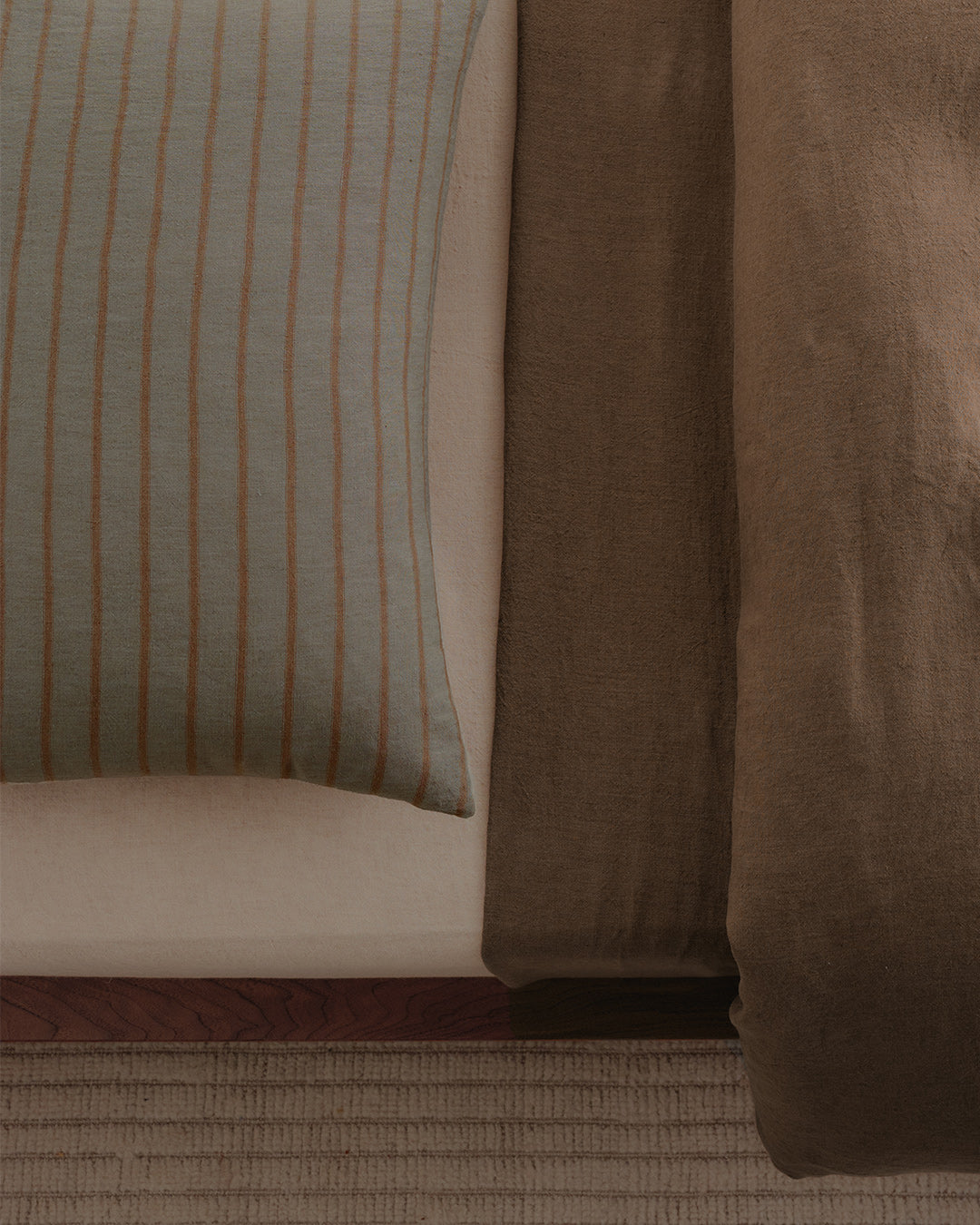Stripe Linen Pillowcase | Teal & Brown