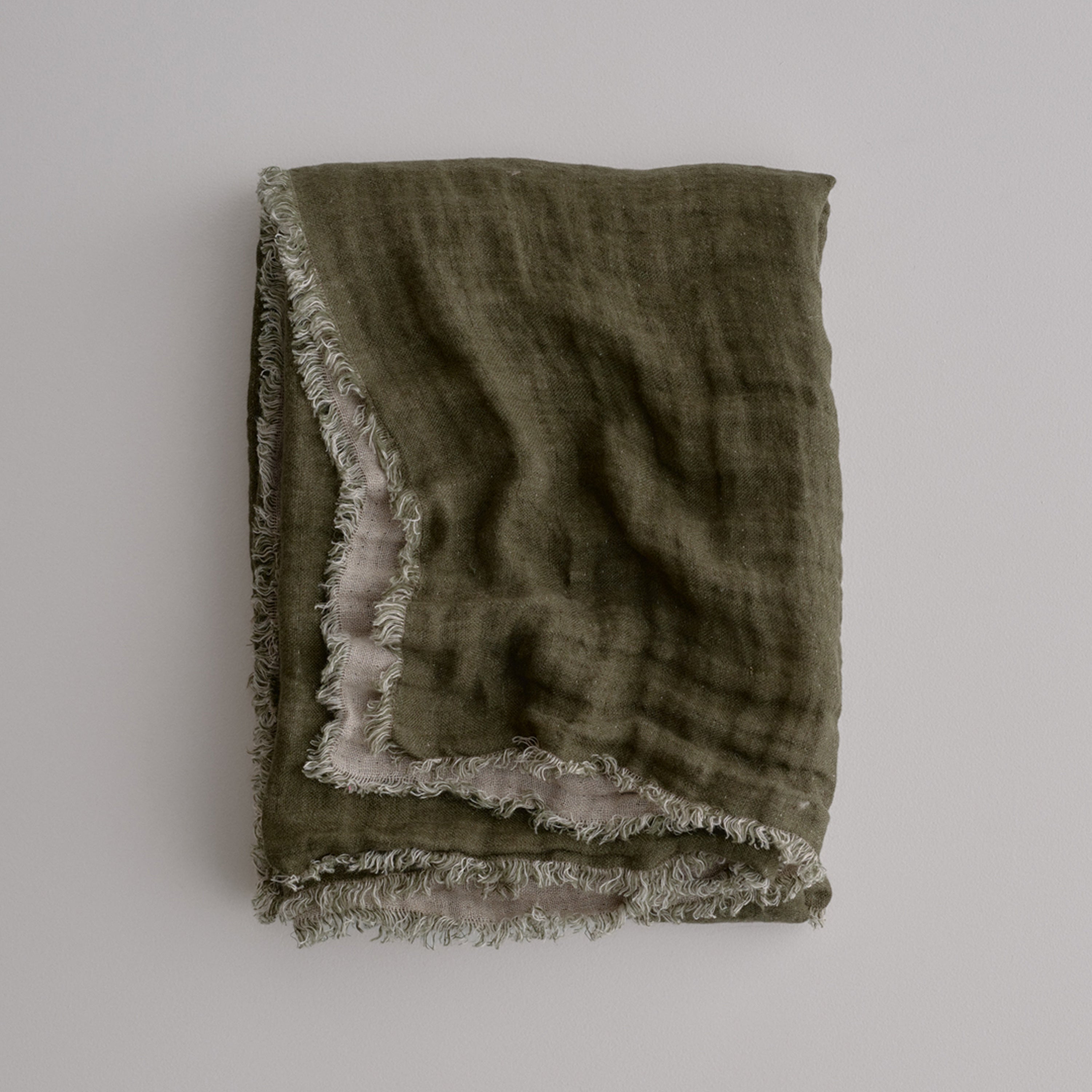 Crush Double Linen Throw Blanket - Armee/Sable