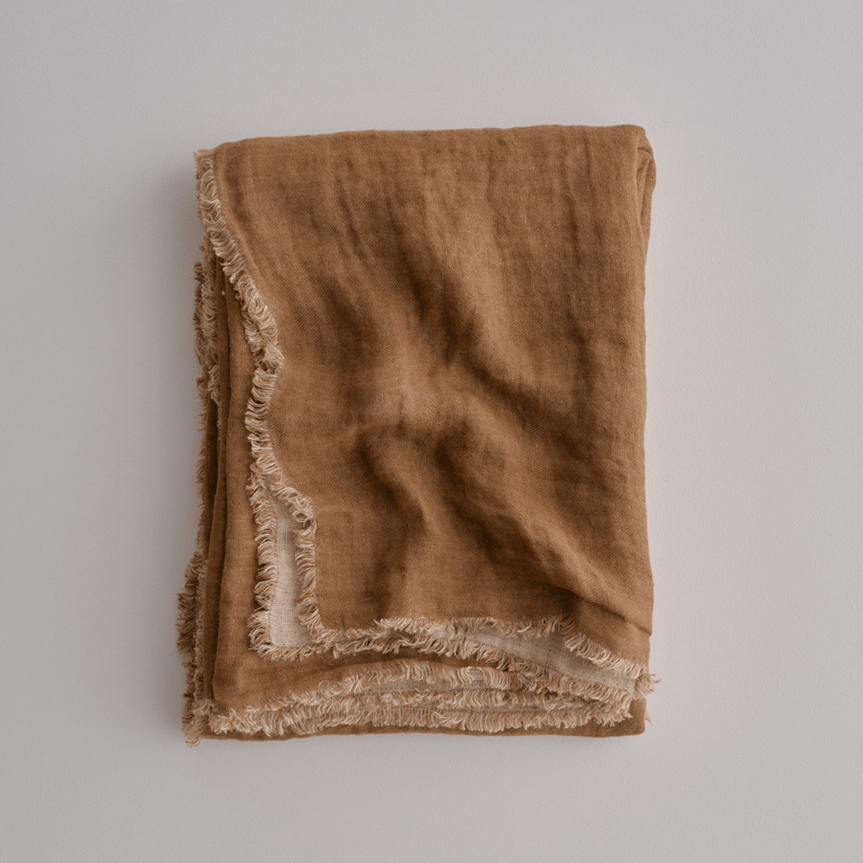 Crush Double Linen Throw Blanket - Russo/Sable