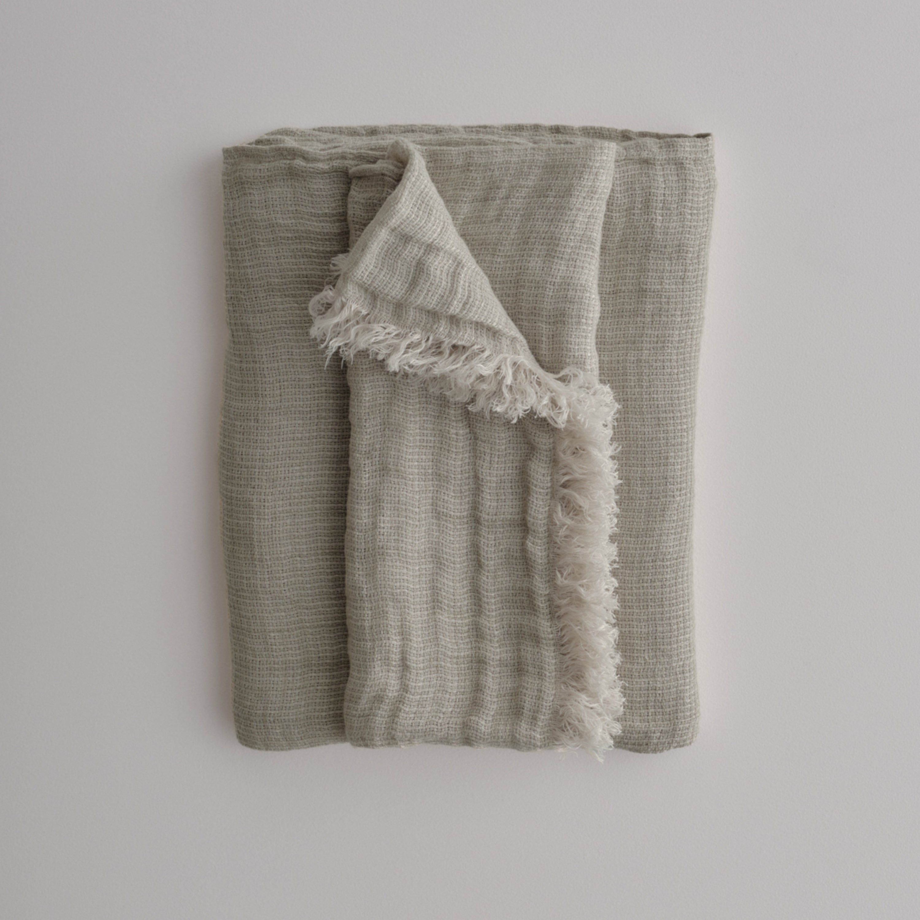 Crush Linen Throw Blanket - Argent Melange